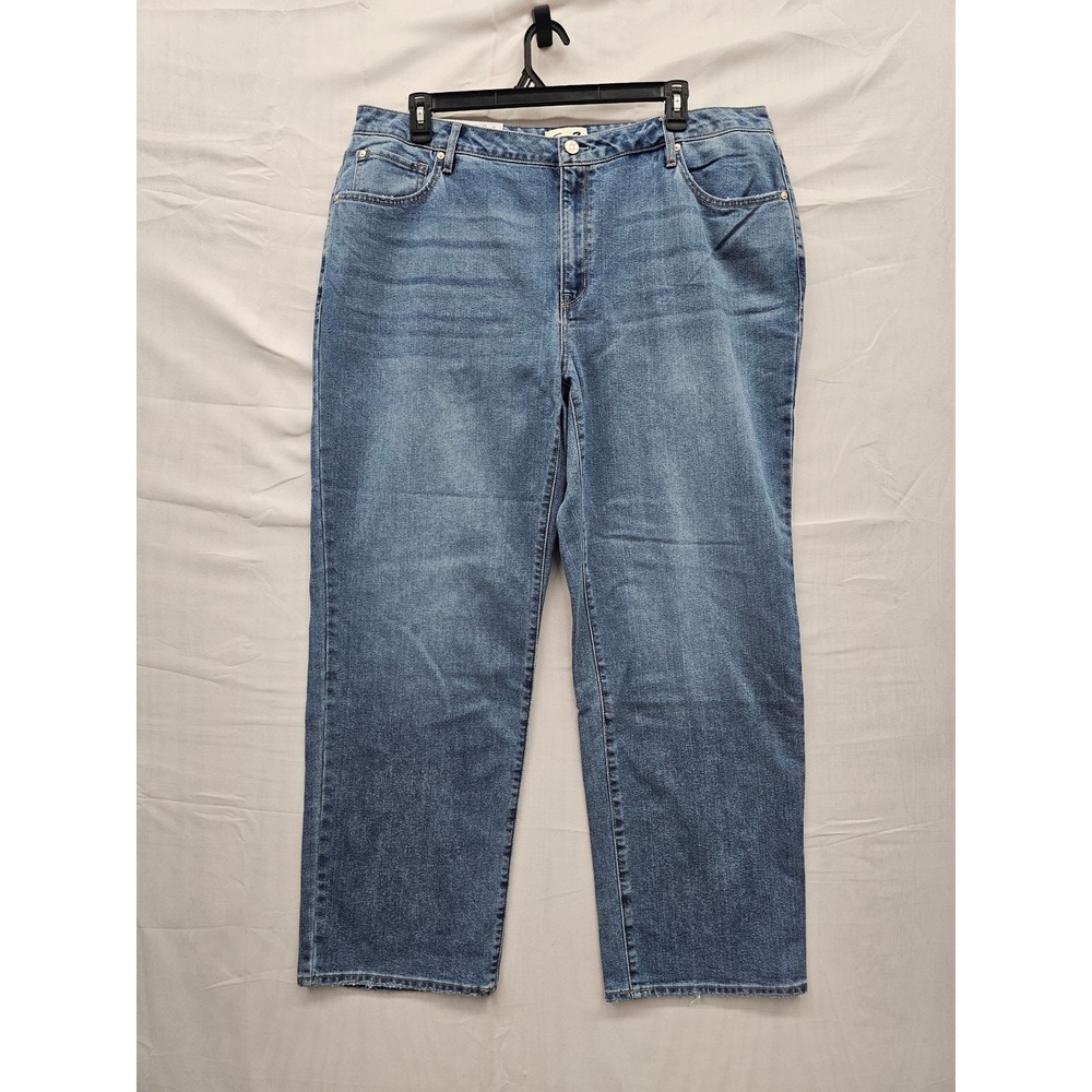 Seven7 Womens Loose Straight High Rise Jeans Blue Cotton Blend Casual Size 18W